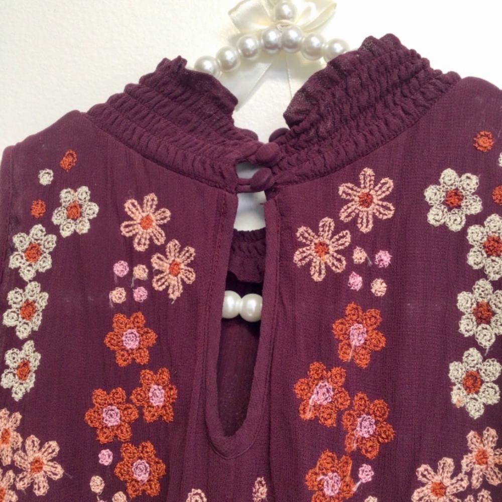Anthropologie Daisy Chain Embroidered Blouse by Floreat Size L - Picture 5 of 6